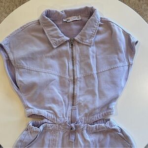 Zara Lavender Zip-Front Drawstring Romper